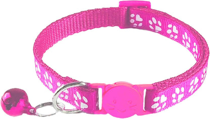 2 Pack Breakaway Cat Collars with Bells, Reflective Design and Claw Print Design, Safety Buckle, Adjustable 7.5-12.5 Inches for Kittens & Cats (Rose)