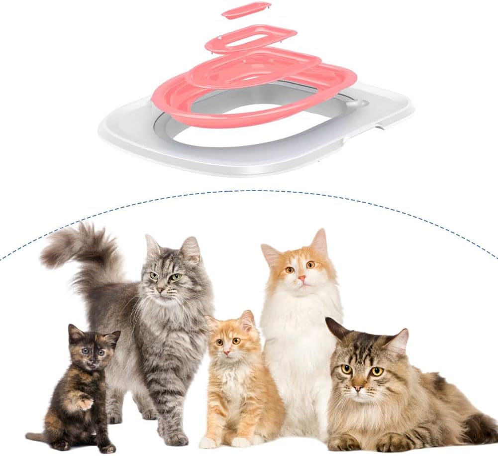 Cat Toilet Training Kit, Professional Universal Hygienic Pet Supply with Tray for Puppy Small Trainer Reusable Litter System Cleaning Kitty Potty Train to Use Cats Urinal Seat Tool Toilets