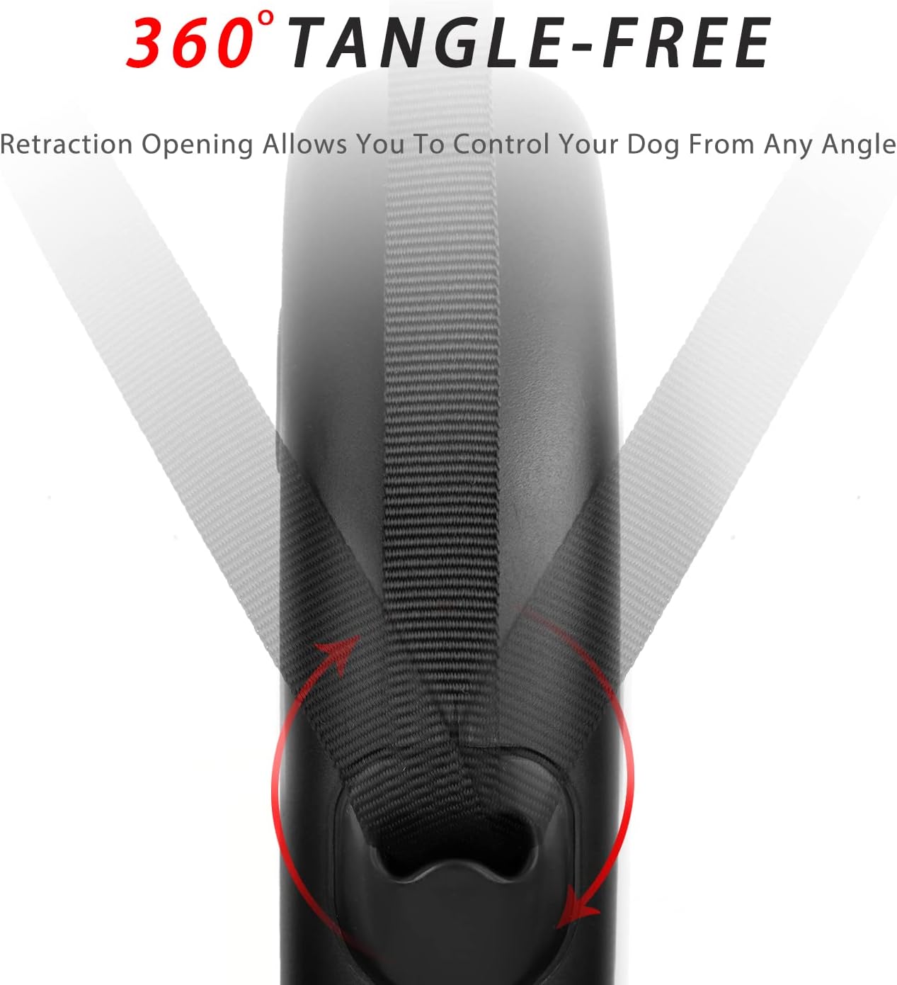 16Ft Retractable Dog Leash,Light Weight Leash for Small to Medium Dogs/Cats Up to 50lbs,Stainless Steel Spring Strong Nylon Tape, Tangle Free, One-Handed Brake.(Black)