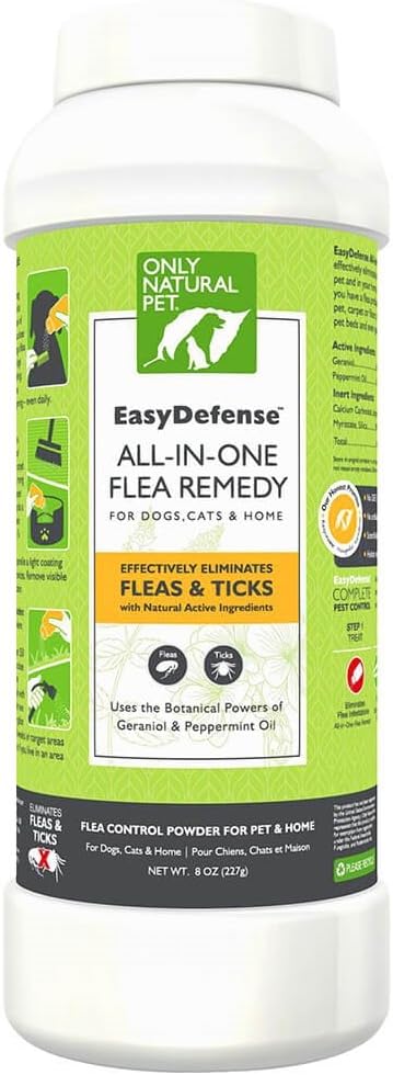 Only Natural Pet EasyDefense Powder for Dogs & Cats - Natural Protection for Home, Furniture, Carpets, Bedding & Outdoor Areas - Safe for Pets & Family - 8 oz