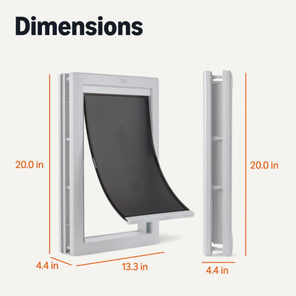 Amazon Basics Adjustable Plastic Dog and Cat Door, Large, 20.00’’ x 13.31’’ x 4.45’’, White and Grey