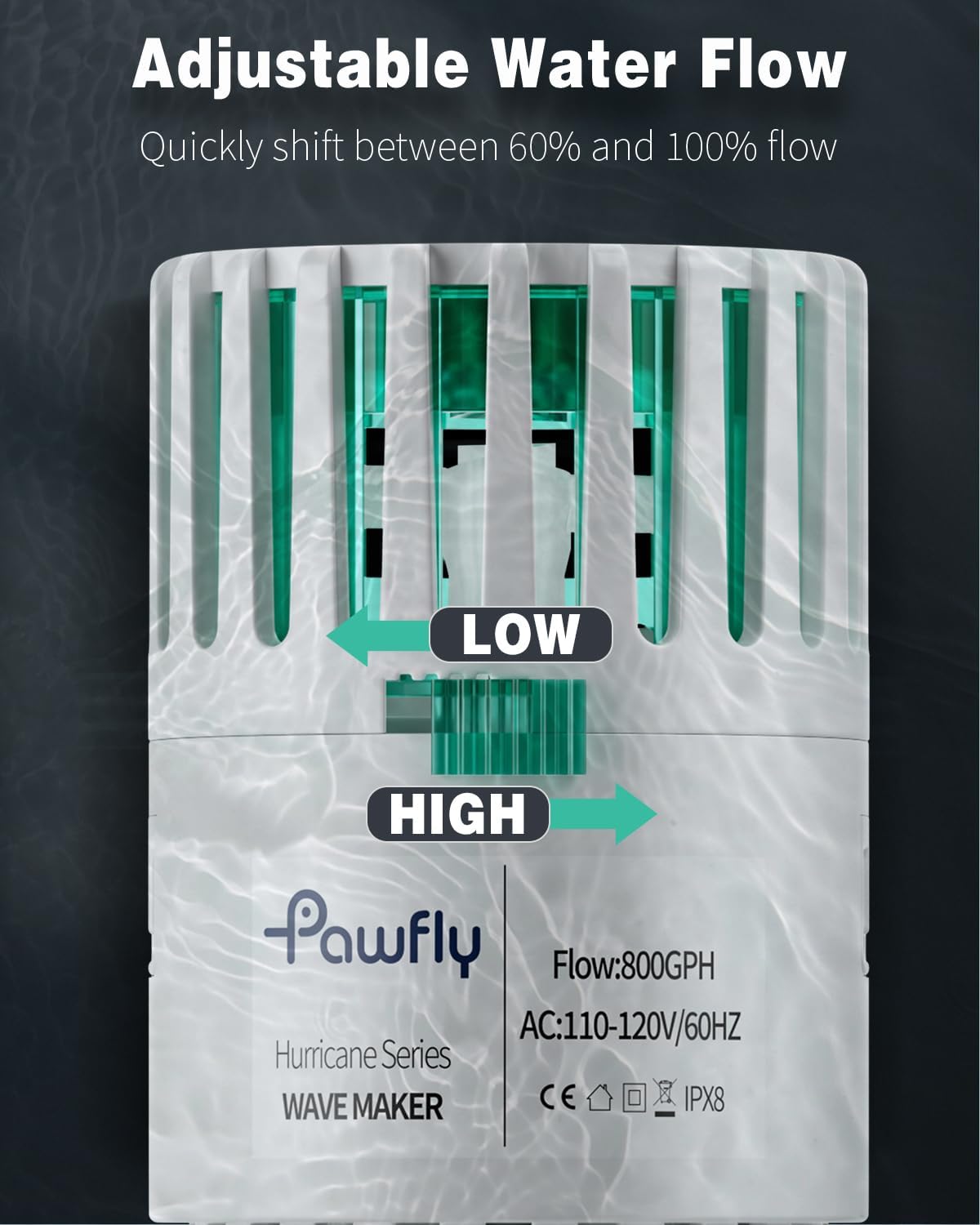 Pawfly Wave Maker for Aquarium, 800 GPH Aquarium Powerhead, Quiet Submersible Wavemaker for 25-100 Gallon Fish Tanks, Water Circulation Pump with Powerful Magnetic Base