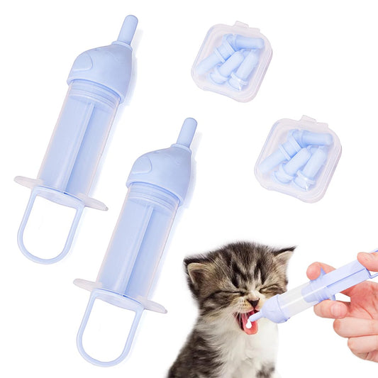 LogFaadCoi Kitten Bottle Feeding Kit for Nursing, Milk Bottles for Feeding Newborn Puppies,Anti-chocking Design,with 2 Syringes and 10pcs Replaceable Nipples (Purple)