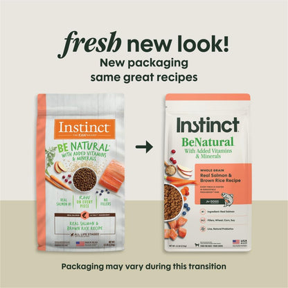 Instinct Be Natural, Natural Dry Dog Food, Raw Coated Kibble - Real Salmon & Brown Rice, 4.5 lb. Bag