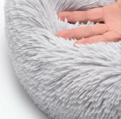 Cat Beds for Indoor Cats - Cat Bed Washable 20/24 inches, Dog Beds for Small Medium Dogs, Anti Anxiety Round Fluffy Plush Faux Fur Pet Bed, Thick Bottom (Light Grey, Medium)