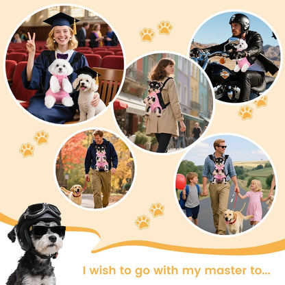 Inspack Dog Backpack Carrier/Cat Carrier, Adjustable Pet Front Carriers Travel Bag for Puppy Medium Dogs, Legs Out, Soft Ventilated Doggie Chest Carry Backpacks for Hiking/Camping, 2.5-4 lbs, Pink