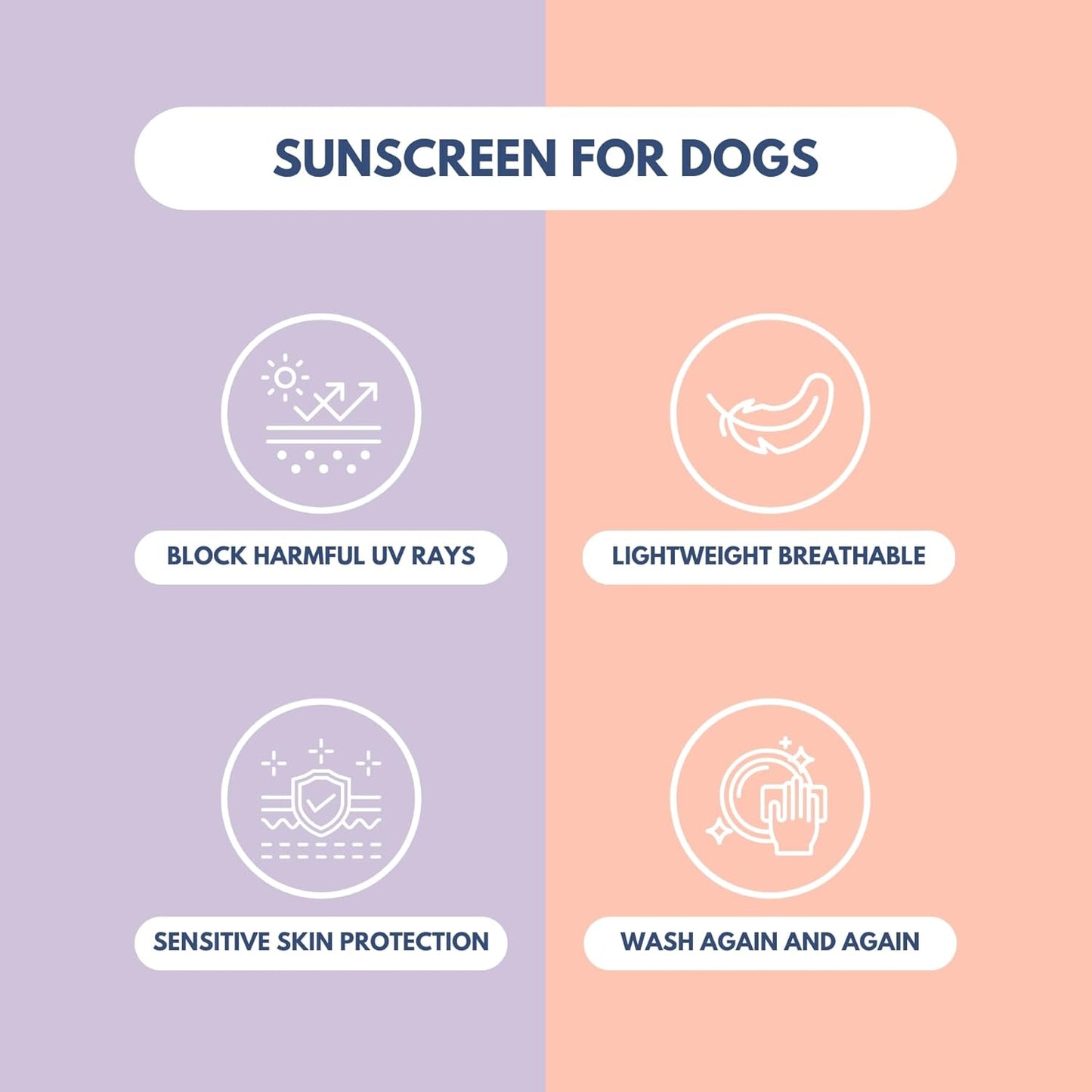 Spark Paws Sunblock Dog T-Shirt, SPF30 Protection, Lightweight Breathable Quick Dry for Dogs with Sensitive Skin - Purple & Peach (Set of 2) - 2XL