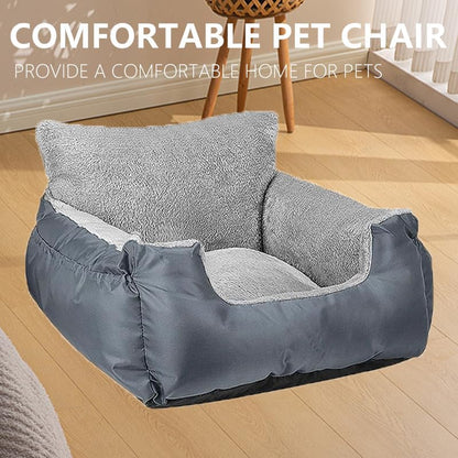 Dog Car Seat for Small Dogs, Fully Detachable and Washable Cat Carseats Under 25 lbs, Soft Pet Booster Seats with Storage Pockets and Clip-On Leash Portable Car Travel Carrier Bed (Grey, Large)