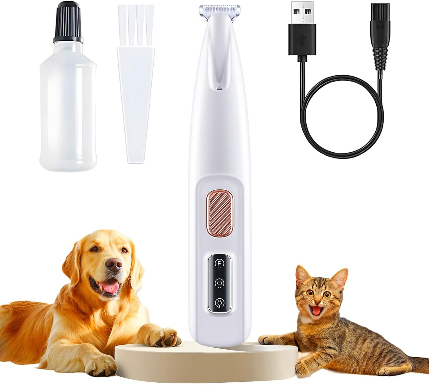 Dog Paw Trimmer Electric, Pet Paw Trimmer with LED Light, Professional Cordless Pet Clippers Rechargeable, Paw Cleaner - Grooming Shaver for Dog's & Cat's & Rabbit's Feet Eyes Face Ears Rump Hair