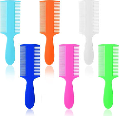6pcs Double Sided Fine Tooth Lice Comb with Handle, Dandruff and Lice Pet Flea Comb for Newborn Babies Adults Pets Dogs Kitten Cats (Plastic, 6 Colors)