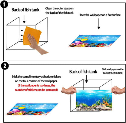 Double Sided Fish Tank Background 12 x 20 Inches for Fish Tanks Aquarium Backgrounds Decorative Poster Paper Sticker Waterproof Fish Tank Wallpaper