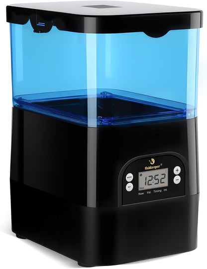 fishkeeper Automatic Fish Feeder for Pond - Weather-Resistant and Tip-Proof Design Precision Feeding for Vacation Dispenser with Timer, Outdoor Koi Fish Feeder, 2.8L LCD Display (Blue)