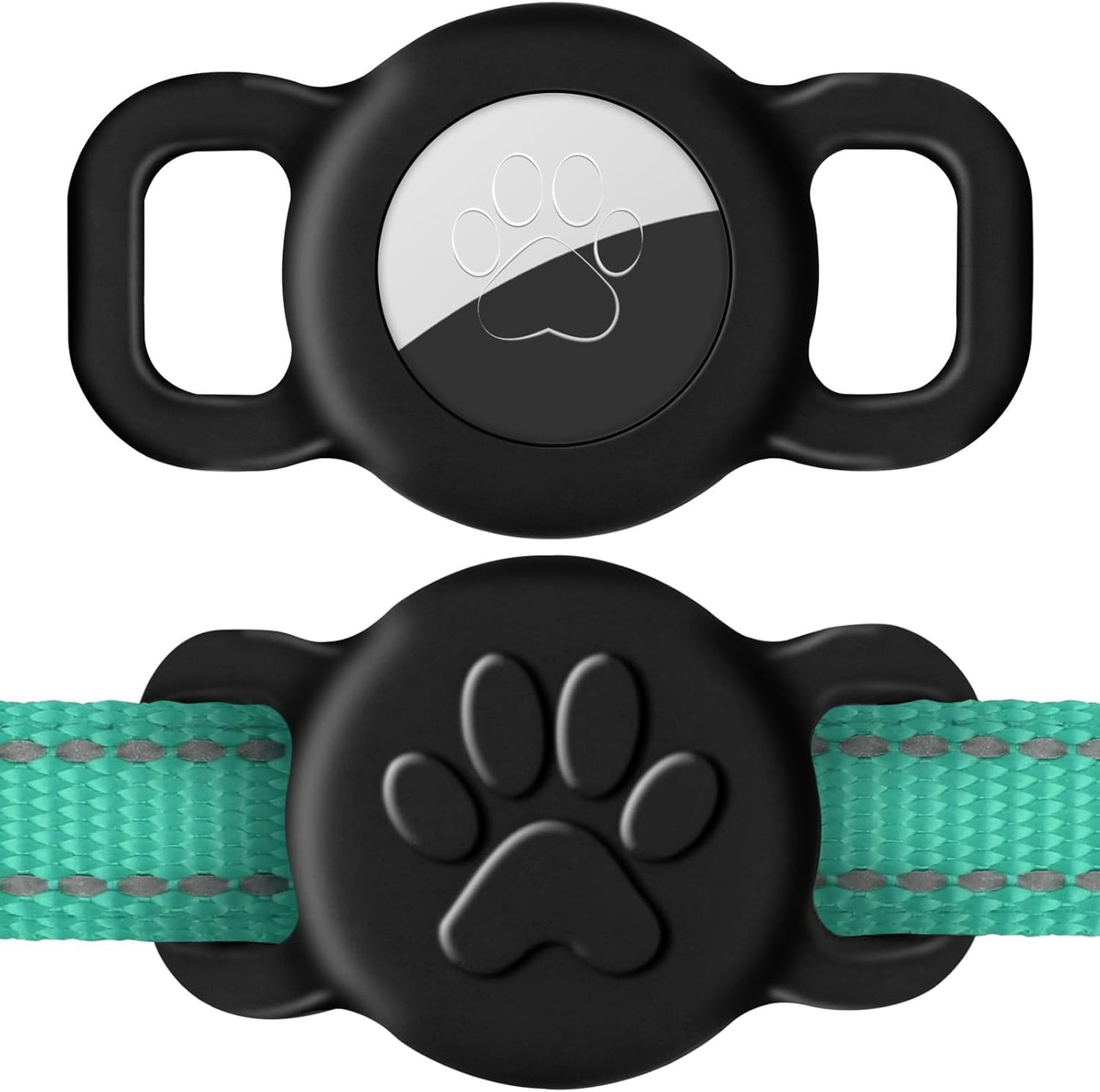 Dynmeow Dog Cat Collar Holder Compatible with Airtag, Anti-Lost Silcione Holder for 3/8 and 5/8 Inch Wide Collars, Black, S(1 Pack)