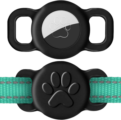 Dynmeow Dog Cat Collar Holder Compatible with Airtag, Anti-Lost Silcione Holder for 3/8 and 5/8 Inch Wide Collars, Black, S(1 Pack)