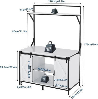 120 Gallon Aquarium & Reptile Tank Stand – Fits 48" x 24" Tanks, White MDF, Sliding Doors, Power Outlet, Large Storage, Supports 1200 LBS – Ideal for Fish Tanks, Terrariums – White