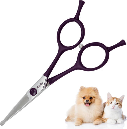 4.5in Small Dog Grooming Scissors Professional, Cat Pet Shears with Ergonomic Handle & Safety Round Tip, VG10 Steel Sharp, Puppy Trimming Shears for Dogs Face Paw Ears Eye Nose Moustache Hair Cutting