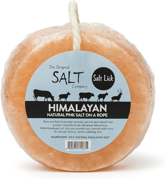 100% Organic Himalayan Salt Lick Provides Essential Minerals for Your Horse/Livestock. This 4.4 lbs Natural Pink Salt Block on a Rope Supports Hydration/Digestion/Wellness.