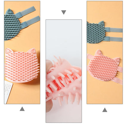 Silicone Cat Massage Comb Pet Grooming Brush Large Pink Dual-Use for Wet and Dry Fur Shedding Removal Corner Self-Grooming Tool for Indoor Cats