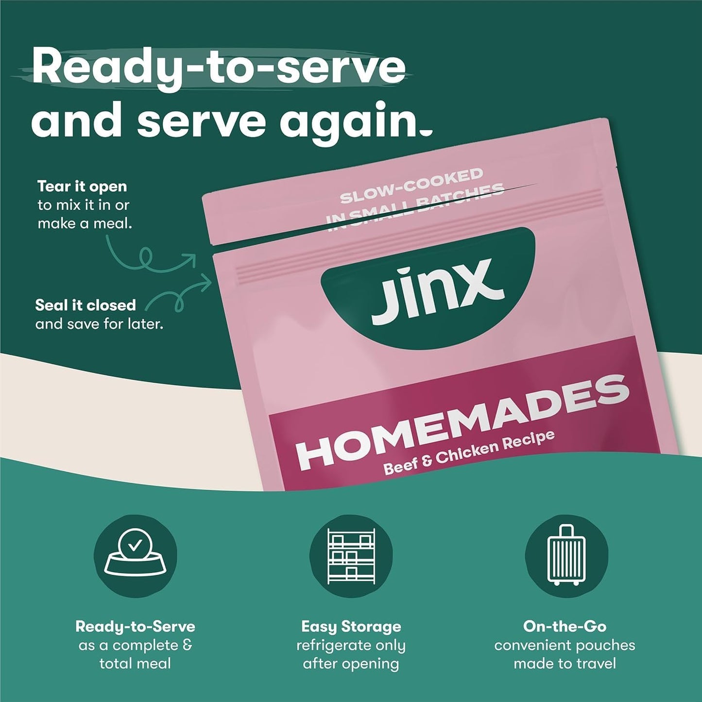 Jinx Premium Dog Food Bundle, Beef - 4lb Grain-Free Dry Dog Food, Kibble Sauce & Homemades Wet Food Pouches (9-oz)