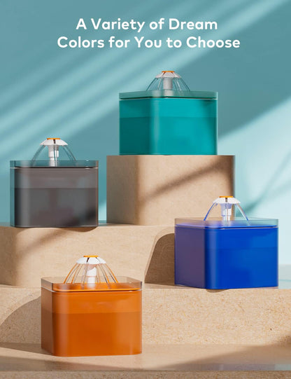 Cat Water Fountain for Drinking: Automatic Dog Bowl Dispenser - Pet Waterer Bowls Fountains - Auto Cats Dish Supplies - Quiet Animal Watering Machine - 67oz/2L Green Kitty Drink Dishes - AONBOY