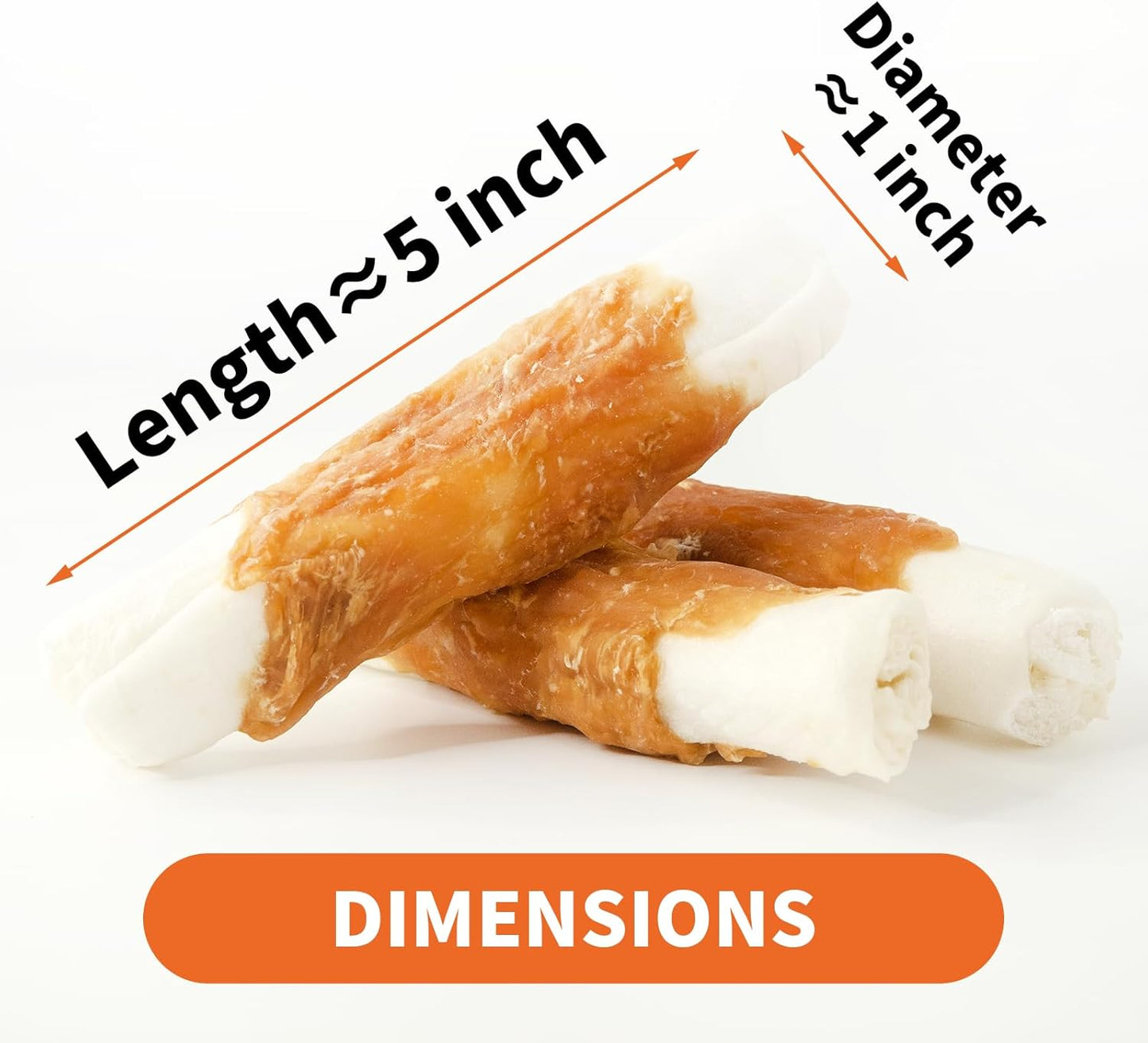 Dog Treats Chews, Chicken Wrapped Rawhide Sticks - Dog Snacks, High Protein, Free Grain & for Medium Large Dogs, 4.23 oz(4 Count)