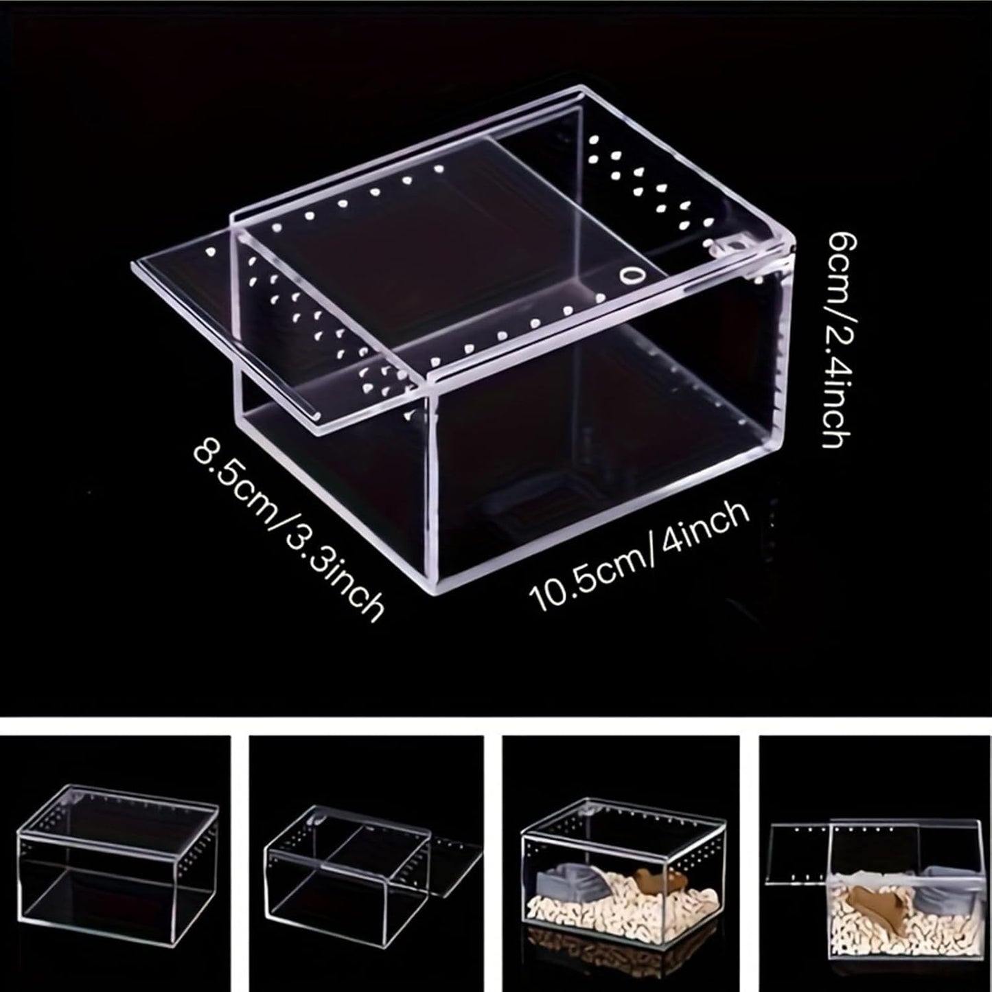 Jumping Spider Habitat,Transparent Breeding Feeding Tank,Acrylic Small Terrarium - for Lizard Frog Gecko Snail Turtle Observation Breeding Feeding