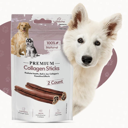 8 Pieces of Premium Collagen Sticks for Dogs, All Natural Dog Collagen Sticks, Great Tasting to Support Healthy Skin & Shiny Coats, Highly Digestible, Beef Chews for Dogs (4pack, 8pcs)