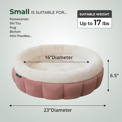 BALANCE Cat Beds for Indoor Cats, Washable Round Cat Bed, Cute Kitten Bed with Anti-Slip Bottom for Kitty and Puppy, 23 Inches, Mellow Rose