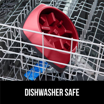 GORILLA GRIP Patent Pending Slow Feeder Dog Bowls, Interactive Puzzle Toy for Dogs and Cats Food Training, Keeps Pets Busy and Prevents Puppy Overeating, All Breeds, 100% BPA Free, 2 Cup, Red