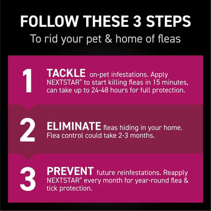 NEXTSTAR Flea and Tick Prevention for Cats, Repellent, Treatment, and Control, Fast Acting Waterproof Topical Drops for Cats Over 3.5 lbs, 3 Month Dose
