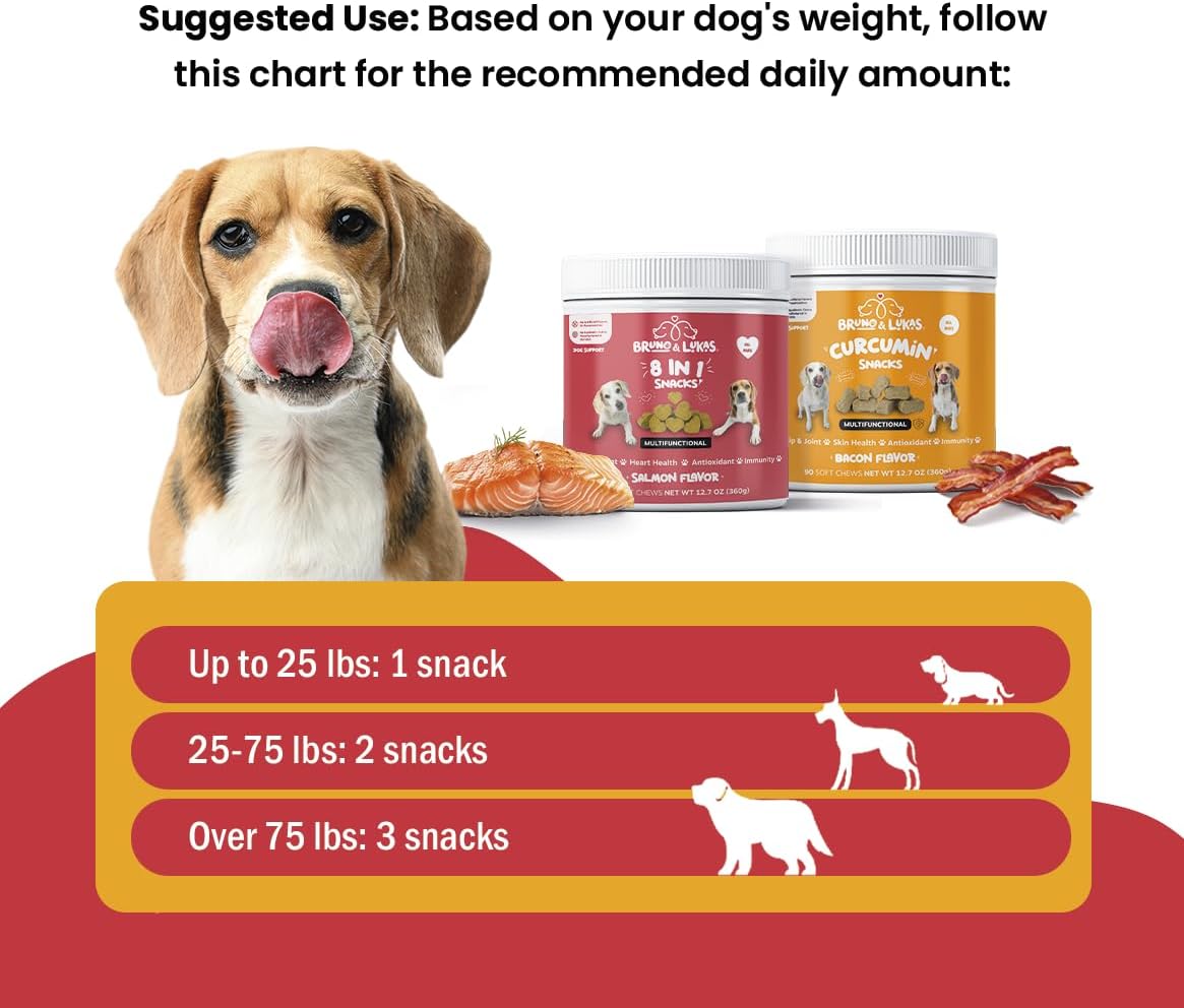 Turmeric & Multivitamin Chews for Dogs – 10-in-1 Supplement with Glucosamine, Curcumin, Omega Fish Oil & Antioxidants – Joint Pain Relief, Immune, Digestive, Skin & Coat Support (90 Chews)