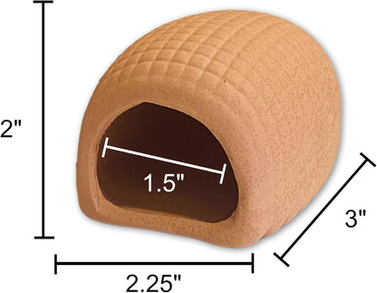 Ceramic Aquarium Ornament Decor Fish Hide for Fresh or Saltwater Aquariums - Hide/Hut/Cave (3" x 2.25" x 2")