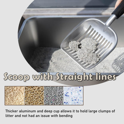 Heavy Duty Cat Litter Scoop with Holder - All Metal Cat Litter Scooper with Stainless Steel Holder - Speed Sifter Litter Box Scooper Captures All Clumps