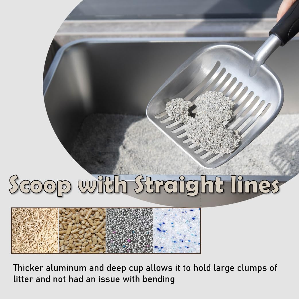 Heavy Duty Cat Litter Scoop with Holder - All Metal Cat Litter Scooper with Stainless Steel Holder - Speed Sifter Litter Box Scooper Captures All Clumps