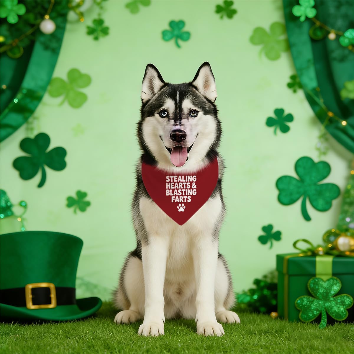 Valentine's Day Dog Bandana, Stealing Hearts and Blasting Farts Quote Pet Bandana, Valentine's Day Pet Photoshoot Accessories, Adjustable Comfortable Triangle Dog Scarf