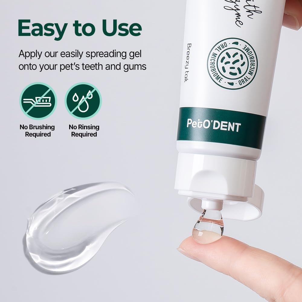 PetO’Dent Enzymatic Toothpaste for Dogs, Freshens Breath & Cleans Teeth, Reduces Plaque & Tartar, Safe for Puppies with No Artificial Ingredients, Oral Biome, Gum Care, 2.47 oz