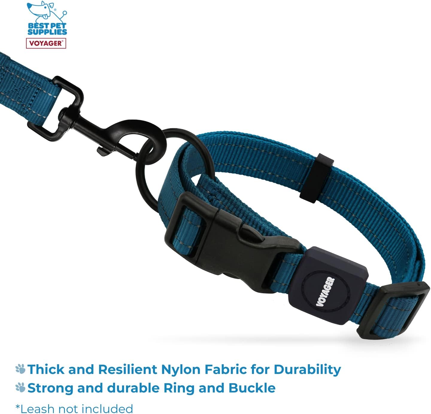 Best Pet Supplies Voyager Reflective Dog Leash or Collar with Neoprene Handle, for Small, Medium, and Large Breed Puppies, Cute and Heavy Duty for Walking, Running and Training - Blue, L
