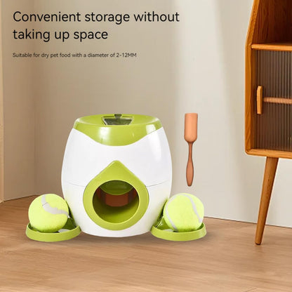 Automatic Dog Ball Launcher Dog Tennis Food Reward Machine Interactive Dogs Ball Thrower Slow Feeder for Small and Medium Dogs (Green)