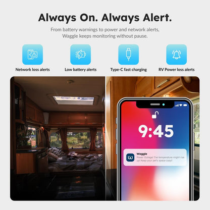 Waggle 4G Pet Temperature Monitor – 1-Year Subscription Included – No Wi-Fi Needed – Real-Time App/SMS/Email Alerts – RV, Car & Home Safety Device with Power-Outage Notifications