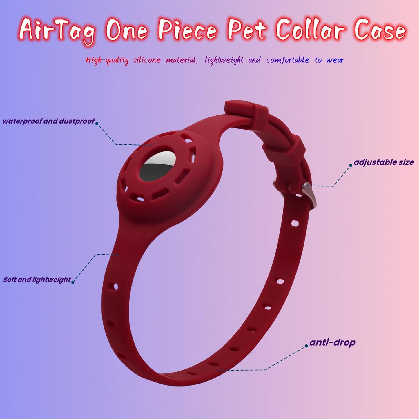 Airtag Protector Silicone Luminous Collar Adjustable Loss Prevention Eye-catching Pet Collar for Cats and Small Dogs(Mint Green)