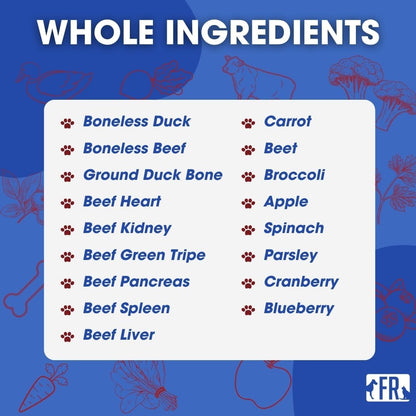 Freeze-Dried Raw Dog Food – Duck and Beef – High Protein, Grain-Free, No Fillers or Additives, Meal Mixer or Topper, Supports Healthy Digestion, Joints, and Coat – 14 oz