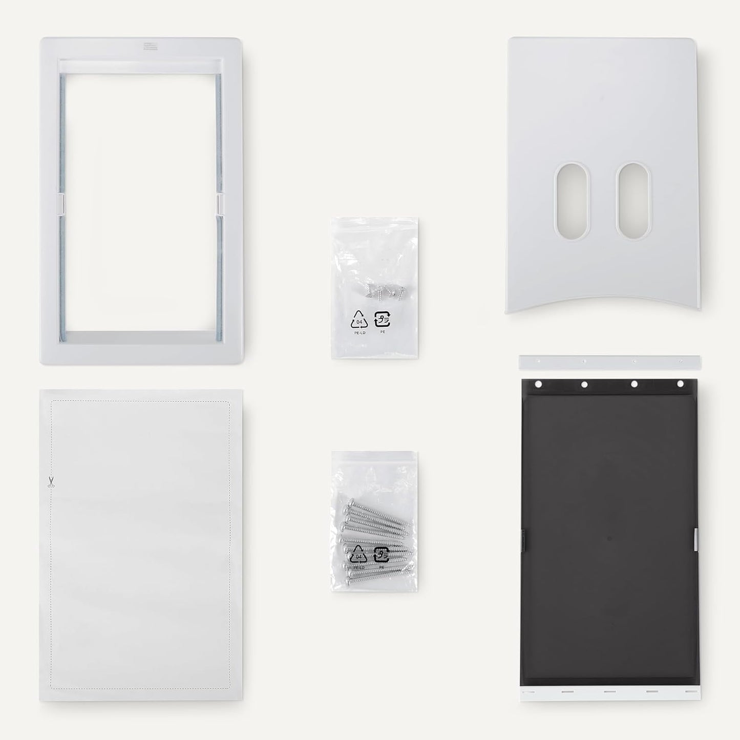 Amazon Basics Adjustable Plastic Dog and Cat Door, Large, 20.00’’ x 13.31’’ x 4.45’’, White and Grey