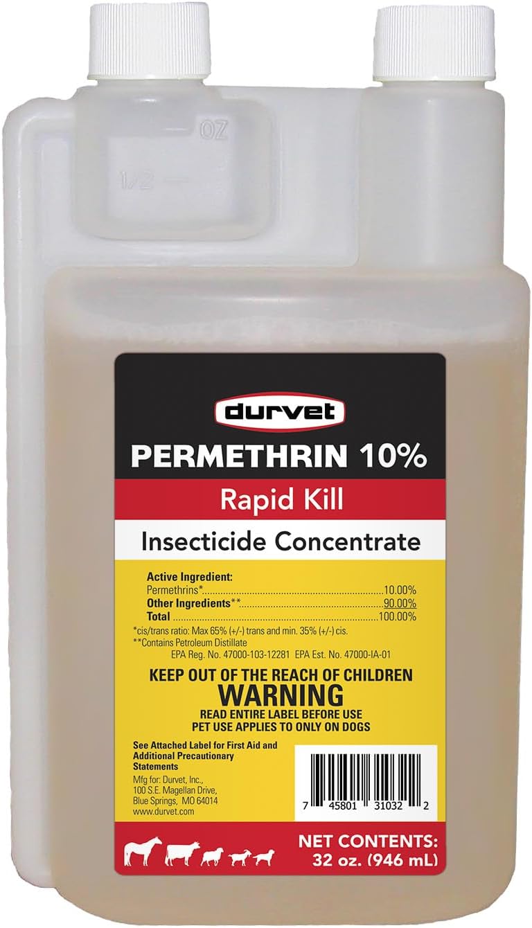 DURVET 2253432 Permethrin - EC 10 Percent - Concentrate - 32 Ounces