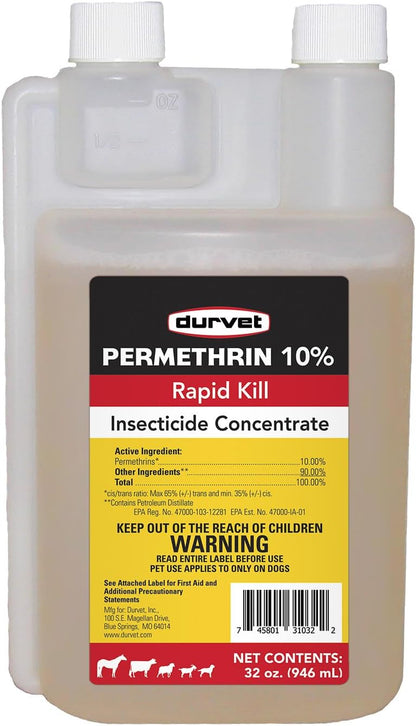 DURVET 2253432 Permethrin - EC 10 Percent - Concentrate - 32 Ounces