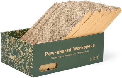 6 Pack Cat Scratch Pad with Box, Cardboard Cat Scratcher for Indoor Cats, Reversible Scratching Board with Lounge Bed for Small Medium Cats & Kittens