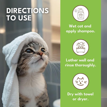 2-in-1 Cat Shampoo and Conditioner – Persian Cat Shampoo – Kitten Shampoo for Cats – Cat Shampoo for Dandruff – Pet Shampoo for Cats with Aloe Vera, Coconut & Walnut – 10.14floz