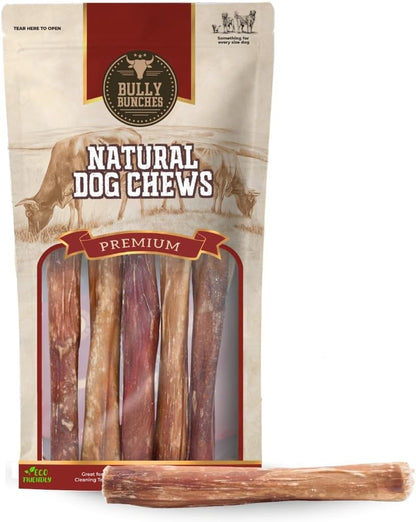Bully Bunches 6 Inch Collagen Wrapped in Beef Bully Stick | All-Natural, Long Lasting Dog Chew | Dental Stick for Avid Chewers (6 Inch, 5 Pack)