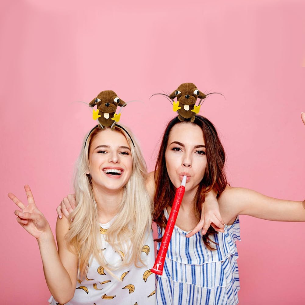 Rat Chef Headband Dog Plush Headband Hair Clip Cute Plush Hairpin Christmas Headband for Party Cosplay Costumes Accessories