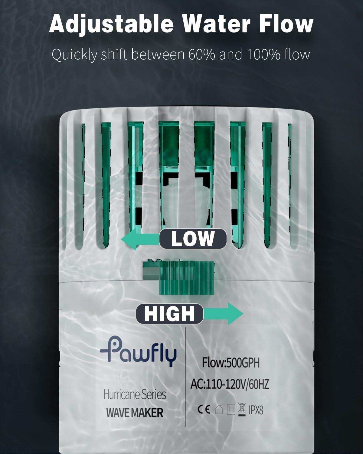 Pawfly Wave Maker for Aquarium, 500 GPH Aquarium Powerhead, Quiet Submersible Wavemaker for Fish Tanks up to 35 Gallons, Water Circulation Pump with Strong Suction Cup Base