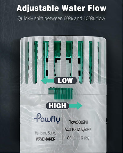 Pawfly Wave Maker for Aquarium, 500 GPH Aquarium Powerhead, Quiet Submersible Wavemaker for Fish Tanks up to 35 Gallons, Water Circulation Pump with Strong Suction Cup Base